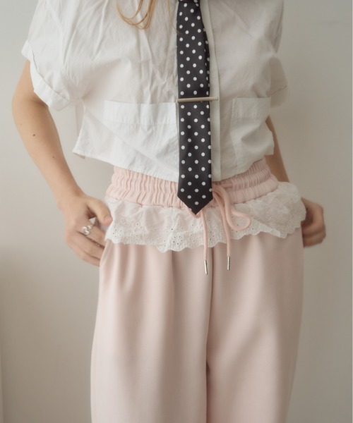 レースフリルスウェットパンツ/lace frill sweat pants
