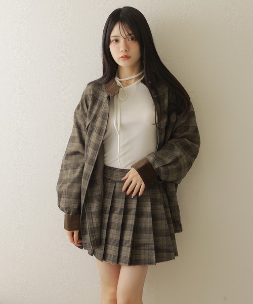 M DOLLY(エムドリー)の「check stand collar jacket/チェックスタンドカラージャケット(ブルゾン・レディース・オリーブ・S/M)」の3枚目の写真