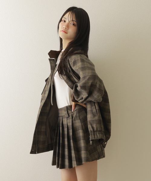 M DOLLY(エムドリー)の「check stand collar jacket/チェックスタンドカラージャケット(ブルゾン・レディース・オリーブ・S/M)」の4枚目の写真