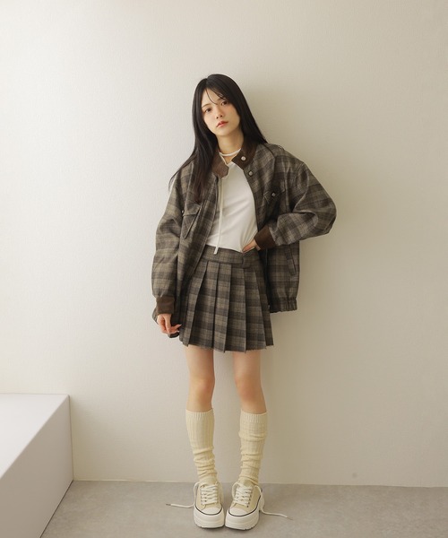 M DOLLY(エムドリー)の「check stand collar jacket/チェックスタンドカラージャケット(ブルゾン・レディース・オリーブ・S/M)」の6枚目の写真