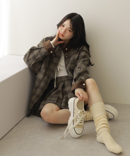 M DOLLY(エムドリー)の「check stand collar jacket/チェックスタンドカラージャケット(ブルゾン・レディース・オリーブ・S/M)」の7枚目の写真