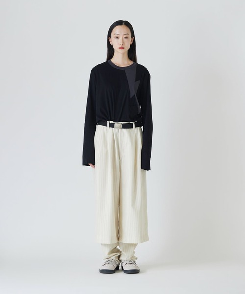 DIET BUTCHER（ダイエットブッチャー）の「DIET BUTCHER/ダイエットブッチャー Layered pants パンツ（その他パンツ・メンズ・ブラック/オフホワイト・3/1/2）」の4枚目の写真