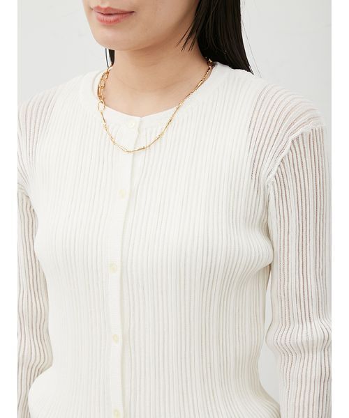 Mila Owen（ミラオーウェン）の「シアーリブアンサンブルニットカーディガン（カーディガン/ボレロ・レディース・ホワイト/ブラック/ピンク・1/0）」の8枚目の写真