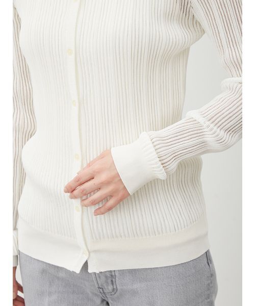 Mila Owen（ミラオーウェン）の「シアーリブアンサンブルニットカーディガン（カーディガン/ボレロ・レディース・ホワイト/ブラック/ピンク・1/0）」の9枚目の写真