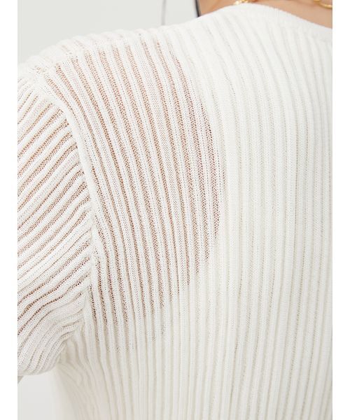 Mila Owen（ミラオーウェン）の「シアーリブアンサンブルニットカーディガン（カーディガン/ボレロ・レディース・ホワイト/ブラック/ピンク・1/0）」の11枚目の写真