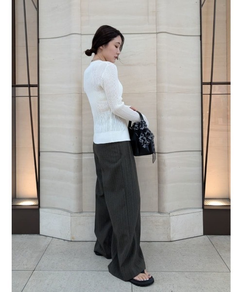 Mila Owen（ミラオーウェン）の「シアーリブアンサンブルニットカーディガン（カーディガン/ボレロ・レディース・ホワイト/ブラック/ピンク・1/0）」の15枚目の写真