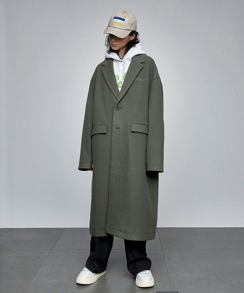 ニットメルトンオーバーサイズロングチェスターコート【ENDER PRODUCTS