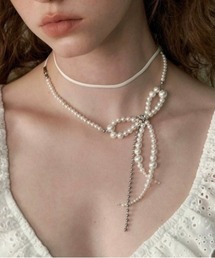 UP START | 【LAMPOON】パールリボンネックレス(ネックレス)