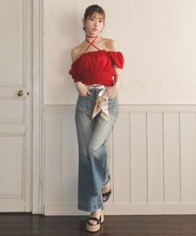 rienda（リエンダ）の「【AKB48 千葉恵里さん着用】ブーツカットデニムパンツ 夏服（デニムパンツ）」