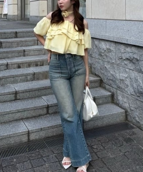 rienda(リエンダ)の「【AKB48 千葉恵里さん着用】ブーツカットデニムパンツ 夏服(デニムパンツ・レディース・ライトブルー/ブルー・SMALL/MEDIUM/X-SMALL)」の22枚目の写真