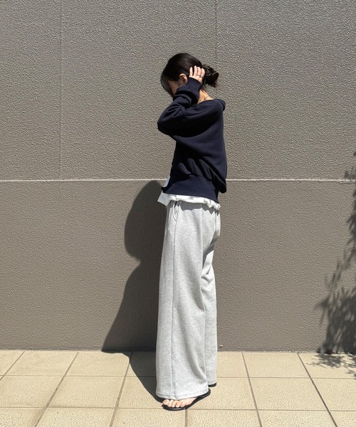 ISOOK（アイスー）の「【ISOOK / アイスー】ドローコードワイドスウェットパンツ / ビッグシルエット ルーズ丈 総ゴム ベルトループ 白 ホワイト グレー 黒 ブラック ZOZOTOWN限定（スウェットパンツ・レディース・ホワイト/ブラック/グレー・FREE）」の14枚目の写真