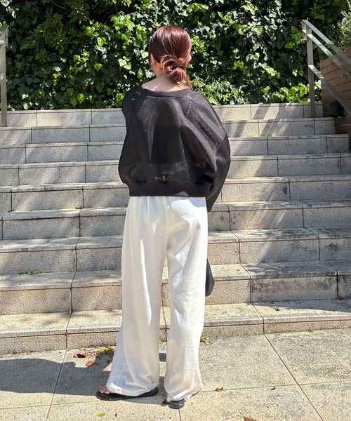 ISOOK（アイスー）の「【ISOOK / アイスー】ドローコードワイドスウェットパンツ / ビッグシルエット ルーズ丈 総ゴム ベルトループ 白 ホワイト グレー 黒 ブラック ZOZOTOWN限定（スウェットパンツ・レディース・ホワイト/ブラック/グレー・FREE）」の18枚目の写真