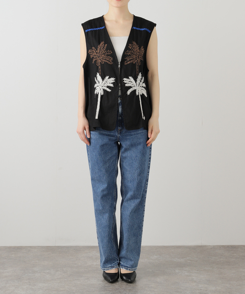 JOINT WORKS（ジョイントワークス）の「【NOMARHYTHM TEXTILE】Palm Tree Hand Embroidery Vest（ベスト・レディース・ブラック・2）」の9枚目の写真