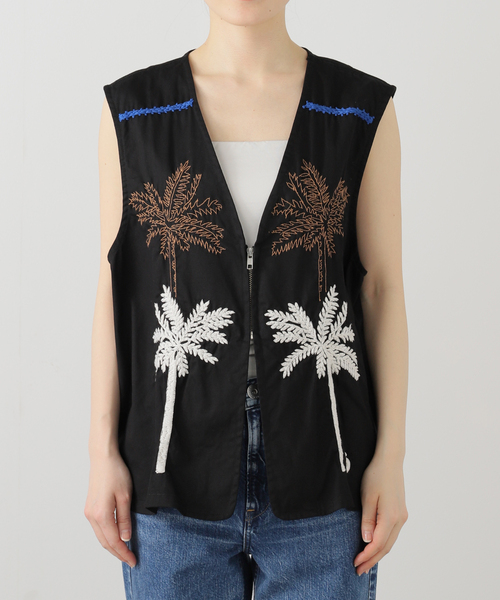 JOINT WORKS（ジョイントワークス）の「【NOMARHYTHM TEXTILE】Palm Tree Hand Embroidery Vest（ベスト・レディース・ブラック・2）」の8枚目の写真