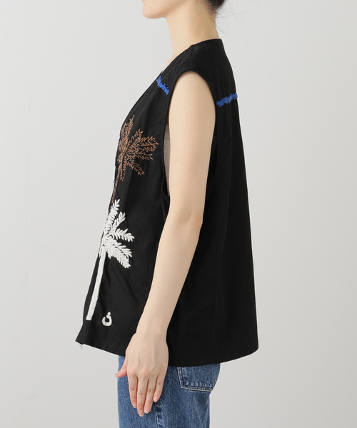 JOINT WORKS（ジョイントワークス）の「【NOMARHYTHM TEXTILE】Palm Tree Hand Embroidery Vest（ベスト・レディース・ブラック・2）」の7枚目の写真