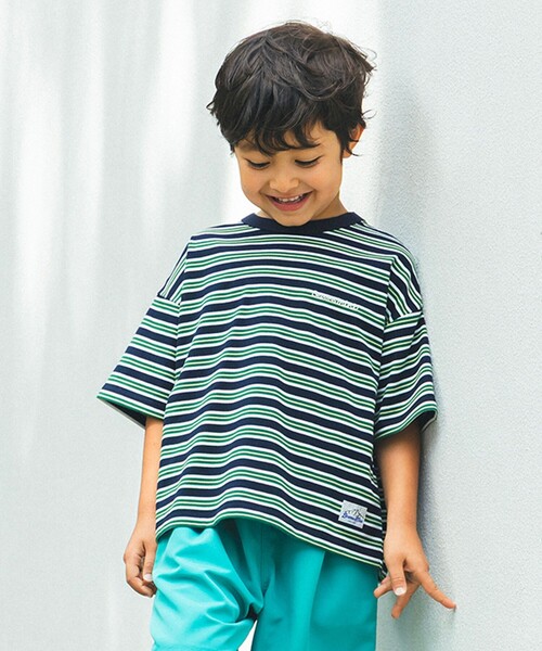 BEAMS mini（ビームスミニ）の「ワイド ボーダー Tシャツ 2025SS（90～150cm）（Tシャツ/カットソー・キッズ・ネイビー/グリーン系その他4・100/140/130/120/110/90/150）」の3枚目の写真