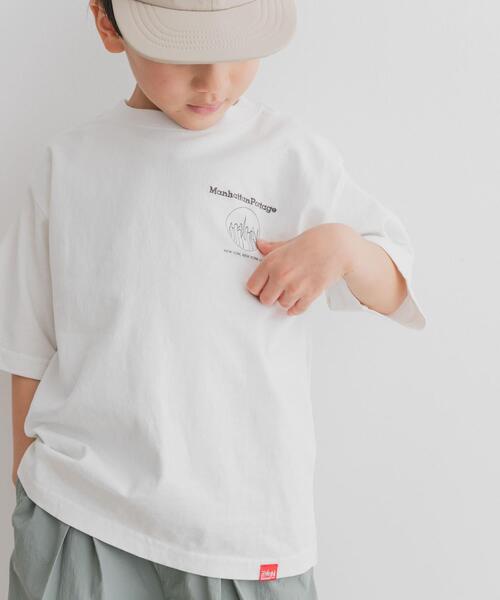 Manhattan Portage(マンハッタンポーテージ)の「『親子リンク/別注』MANHATTAN PORTAGE×DOORS 1ポイントプリントT(KIDS)(Tシャツ/カットソー・キッズ・オフホワイト/チャコールグレー/オレンジ・120/105/150/135)」の4枚目の写真