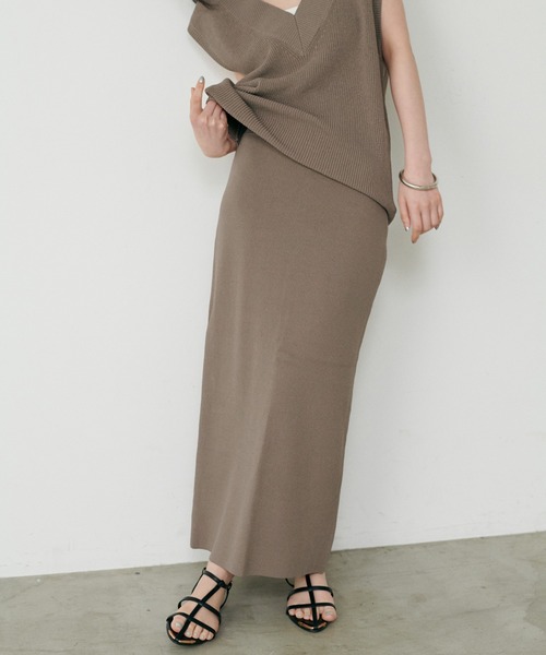 DT MaxMara ★ コットン混ニット スカート FALESIA2 ベージュ セール】【LARUTA】片畦ニットスカート（スカート）｜LARUTA