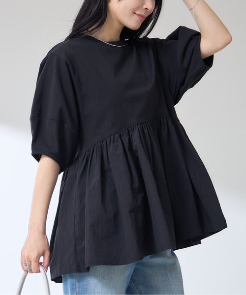 &. NOSTALGIA(アンドドットノスタルジア)の「【ZOZO限定】ランタンスリーブティアードプルオーバー(Tシャツ/カットソー・レディース・オフホワイト/ブラック・M)」の4枚目の写真