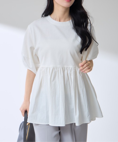 &. NOSTALGIA(アンドドットノスタルジア)の「【ZOZO限定】ランタンスリーブティアードプルオーバー(Tシャツ/カットソー・レディース・オフホワイト/ブラック・M)」の11枚目の写真