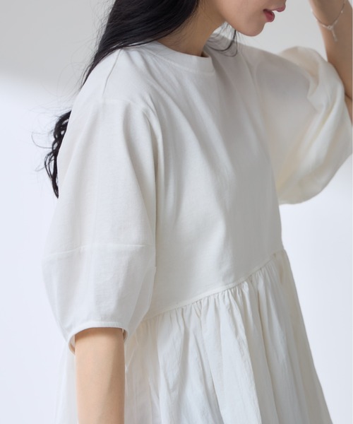 &. NOSTALGIA(アンドドットノスタルジア)の「【ZOZO限定】ランタンスリーブティアードプルオーバー(Tシャツ/カットソー・レディース・オフホワイト/ブラック・M)」の14枚目の写真