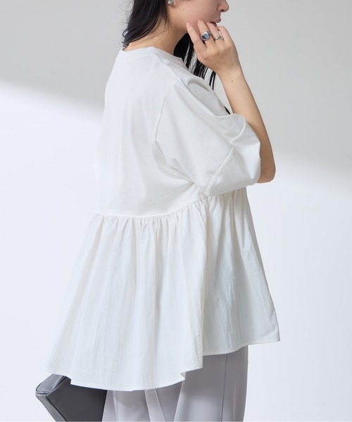 &. NOSTALGIA(アンドドットノスタルジア)の「【ZOZO限定】ランタンスリーブティアードプルオーバー(Tシャツ/カットソー・レディース・オフホワイト/ブラック・M)」の16枚目の写真