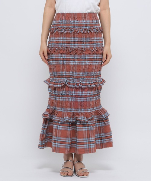 LOWRYS FARM（ローリーズファーム）の「チェックシャーリングスカート 323534（スカート・レディース・イエロー/レッド・FREE）」の13枚目の写真