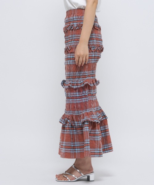 LOWRYS FARM（ローリーズファーム）の「チェックシャーリングスカート 323534（スカート・レディース・イエロー/レッド・FREE）」の14枚目の写真