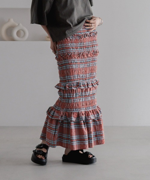 LOWRYS FARM（ローリーズファーム）の「チェックシャーリングスカート 323534（スカート・レディース・イエロー/レッド・FREE）」の11枚目の写真
