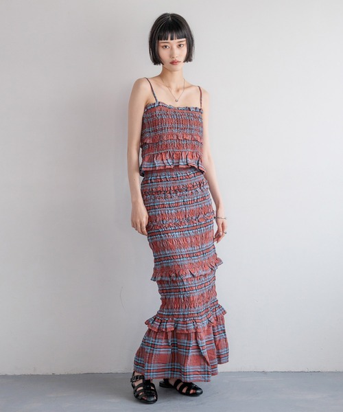 LOWRYS FARM（ローリーズファーム）の「チェックシャーリングスカート 323534（スカート・レディース・イエロー/レッド・FREE）」の22枚目の写真