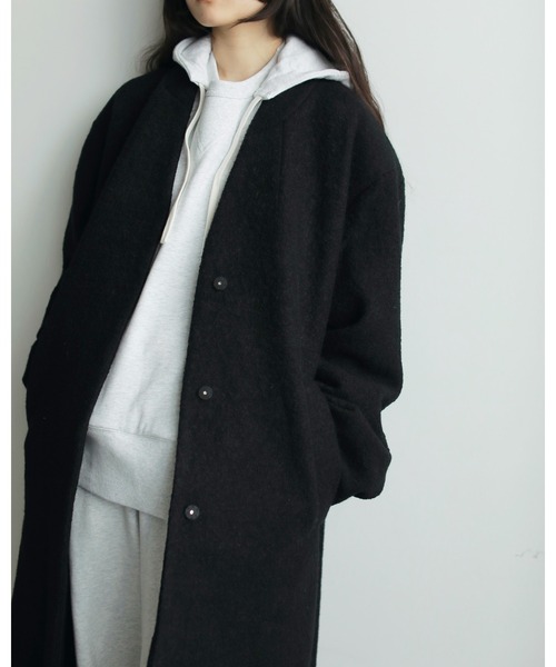 セール】Collarless Cocoon Coat（ステンカラーコート）｜anuke
