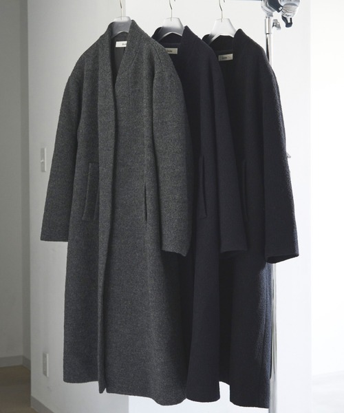 セール】Collarless Cocoon Coat（ステンカラーコート）｜anuke