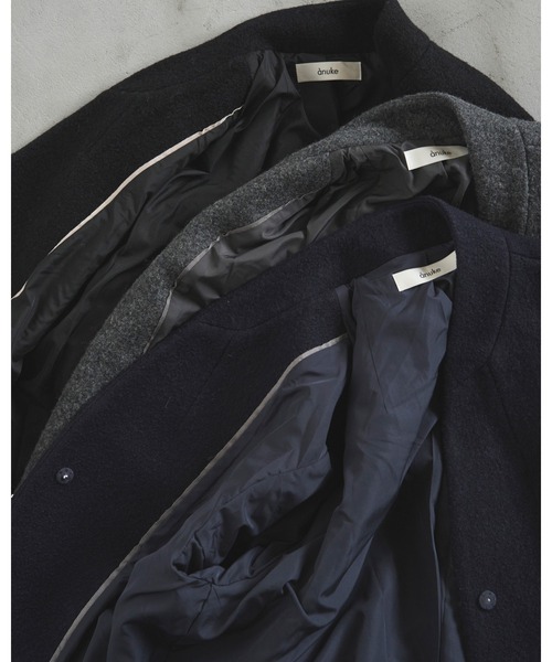 今季 anuke アンヌークCollarless Cocoon Coat 38 セール】Collarless Cocoon Coat（ステンカラーコート）｜anuke