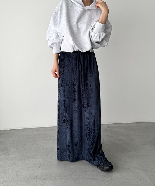 CANAL JEAN(キャナルジーン)の「Miller ベロアパネルリブスカート(スカート・レディース・ネイビー/アイボリー・ONE SIZE)」の1枚目の写真