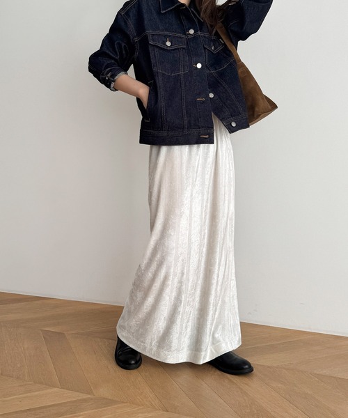 CANAL JEAN(キャナルジーン)の「Miller ベロアパネルリブスカート(スカート・レディース・ネイビー/アイボリー・ONE SIZE)」の3枚目の写真