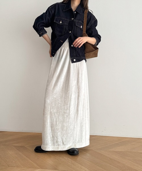 CANAL JEAN(キャナルジーン)の「Miller ベロアパネルリブスカート(スカート・レディース・ネイビー/アイボリー・ONE SIZE)」の5枚目の写真