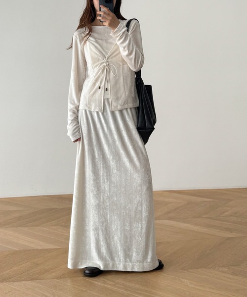 CANAL JEAN(キャナルジーン)の「Miller ベロアパネルリブスカート(スカート・レディース・ネイビー/アイボリー・ONE SIZE)」の6枚目の写真