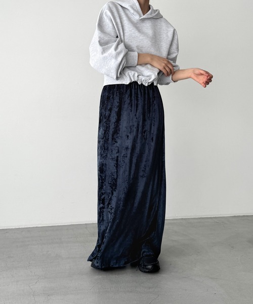 CANAL JEAN(キャナルジーン)の「Miller ベロアパネルリブスカート(スカート・レディース・ネイビー/アイボリー・ONE SIZE)」の9枚目の写真