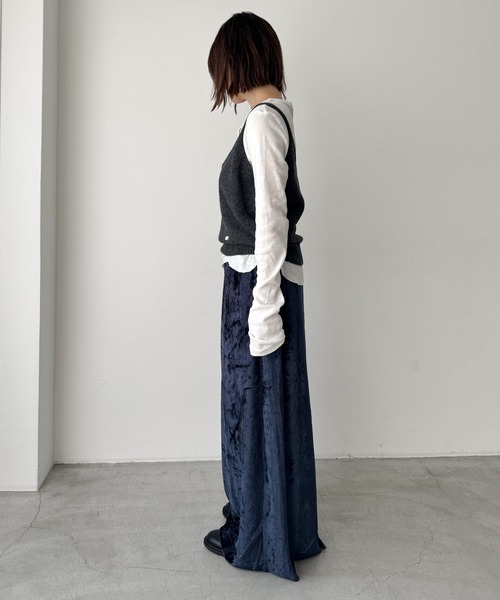 CANAL JEAN（キャナルジーン）の「Miller　ベロアパネルリブスカート（スカート・レディース・ネイビー/アイボリー・ONE SIZE）」の10枚目の写真