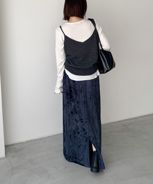 CANAL JEAN（キャナルジーン）の「Miller　ベロアパネルリブスカート（スカート・レディース・ネイビー/アイボリー・ONE SIZE）」の11枚目の写真