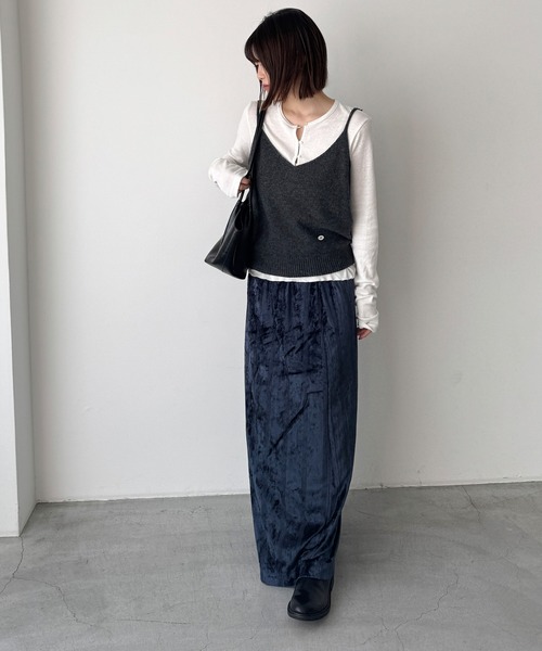 CANAL JEAN（キャナルジーン）の「Miller　ベロアパネルリブスカート（スカート・レディース・ネイビー/アイボリー・ONE SIZE）」の13枚目の写真