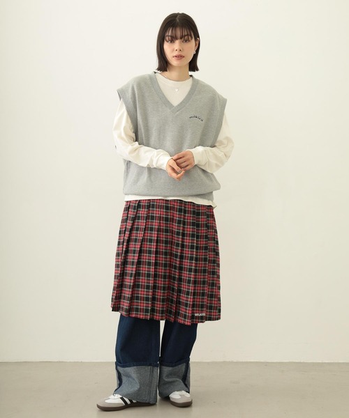 ベスト ミルクフェド MILKFED V-NECK SWEAT VEST レディース 黒 緑 グレー ブランド 秋 春 V-NECK SWEAT VEST（ベスト）｜MILKFED.（ミルクフェド）の