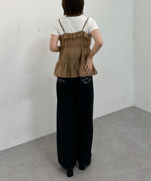 archives（アルシーヴ）の「ラッフルフリルキャミ×テレコＴｅｅＳＥＴ（アンサンブル・レディース・キャメル/アイボリー/ブラック・MEDIUM）」の21枚目の写真