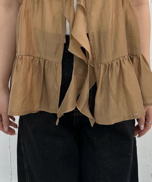 archives（アルシーヴ）の「ラッフルフリルキャミ×テレコＴｅｅＳＥＴ（アンサンブル・レディース・キャメル/アイボリー/ブラック・MEDIUM）」の16枚目の写真
