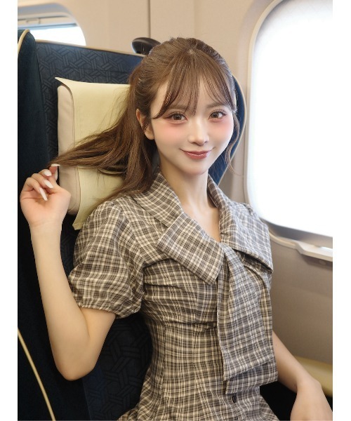 新品未使用タグ付き♡ダーリッチ ビッグリボンバルーンチェックミニワンピース FL Darich ダーリッチ ビッグリボンバルーンチェックミニワンピース