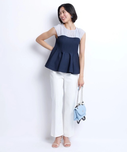 JUSGLITTY(ジャスグリッティー)の「フレンチブラウスレイヤードニット(ニット/セーター・レディース・ライトブルー/ピンク・2)」の7枚目の写真