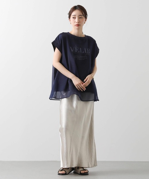 Gready Brilliant（グレディブリリアン）の「ＶＥＬＩＢレイヤードフレンチ（Tシャツ/カットソー・レディース・オフホワイト/ネイビー・FREE）」の8枚目の写真