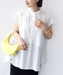 【WEB限定】〈手洗い可能〉サイド ボタン バック レイヤード ブラウス