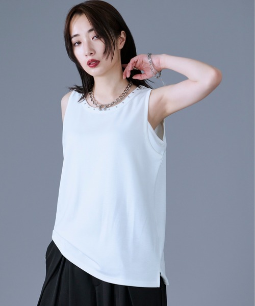Ellno Loset(エルノロゼット)の「スタッズタンクトップ(タンクトップ・メンズ・オフホワイト/ブラック・SMALL/LARGE/MEDIUM)」の4枚目の写真