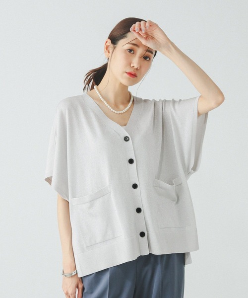 GLOBAL WORK(グローバルワーク)の「スッキレイさらさらカーディガン半袖/320425(カーディガン/ボレロ・レディース・ブルー系その他6/グレイッシュベージュ/ブラック/テラコッタ/シルバー・LARGE/MEDIUM)」の5枚目の写真